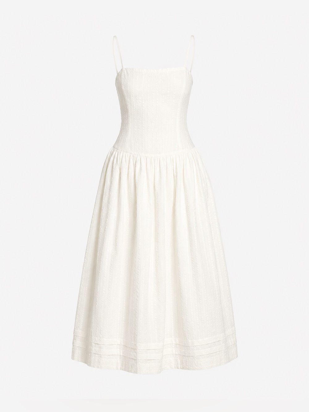 Rag & Bone Pricilla White Gingham Drop-Waist Cotton Midi Dress US 0 NWOT - Picture 2 of 11
